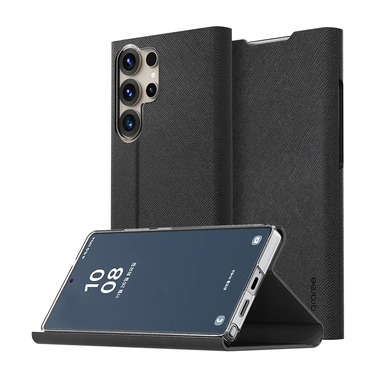 Araree Samsung S25 Ultra Bonnet Diary Case - Black - Tashqila Araree Samsung S25 Ultra Bonnet Diary Case - Black - Tashqila